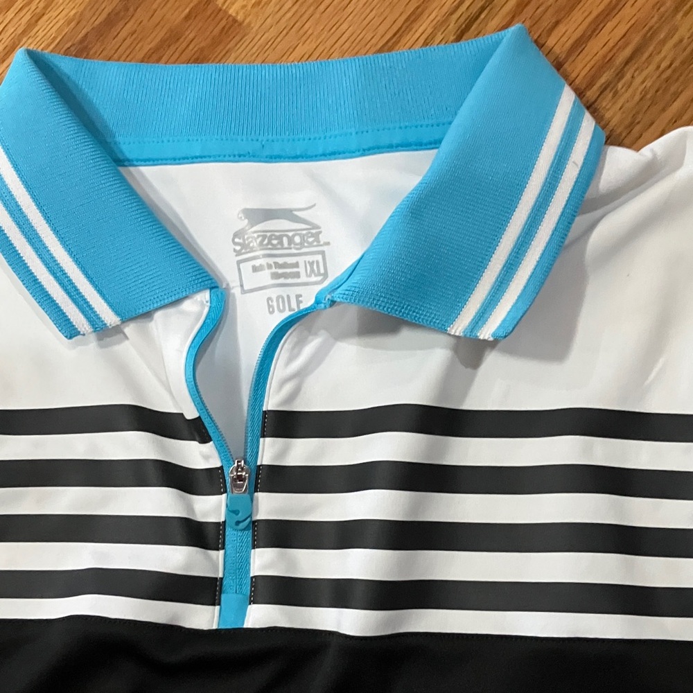 Slazenger Black, White and Aqua Sleeveless Polo Tank EUC - Picture 2 of 5